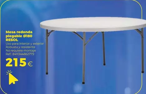 Oferta de Mesa Redonda Plegable por 215€ en Makro