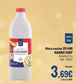 Oferta de Makro - Nata Cocina 15%mg por 3,69€ en Makro