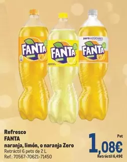 Oferta de Fanta - Refresco Naranja, Limón, O Naranja Zero por 1,08€ en Makro