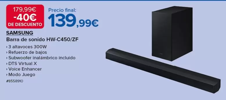 Oferta de Samsung - Barra De Sonido Hw-c450/zf por 139,99€ en Costco