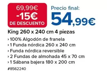 Oferta de King 260 X 240 Cm 4 Piezas por 54,99€ en Costco