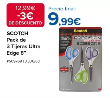 Oferta de Scotch - Pack De 3 Tijeras Ultra Edge 8" por 9,99€ en Costco