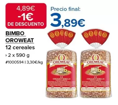 Oferta de Oroweat - 12 Cereales por 3,89€ en Costco