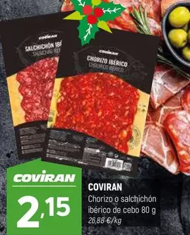 Oferta de Coviran - Chorizo O Salchichon Iberico De Cebo por 2,15€ en Coviran