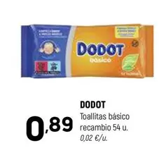 Oferta de Dodot - Toallitas Basico Recambio 54 U. por 0,89€ en Coviran