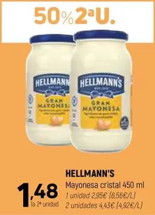 Oferta de Hellmann's - Mayonesa Cristal por 2,95€ en Coviran