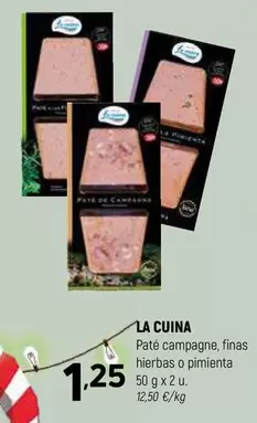 Oferta de La cuina - Pate Campagne Finas Hierbas O Pimienta por 1,25€ en Coviran