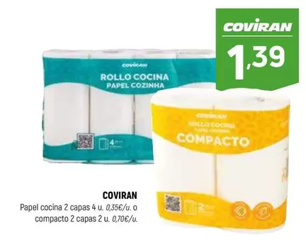 Oferta de Coviran - Papel Cocina 2 Capas por 1,39€ en Coviran