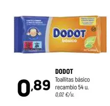 Oferta de Dodot - Toallitas Basico Recambio 54 U. por 0,89€ en Coviran