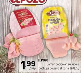 Oferta de Elpozo - Jamon Cocido En Su Jugo O Pechuga De Pavo Al Corte por 1,99€ en Coviran