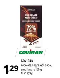 Oferta de Coviran - Xocolata Negra 72% Cacau Amb Llavors por 1,29€ en Coviran