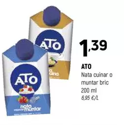 Oferta de ATO - Nata Cuinar O Muntar Bric por 1,39€ en Coviran