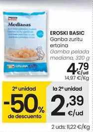 Oferta de Eroski Basic - Gamba Pelada Mediana por 4,79€ en Eroski