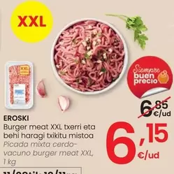 Oferta de Eroski - Picada Mixta Cerdo-Vacuno Burger Meat XXL por 6,15€ en Eroski