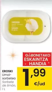 Oferta de Eroski - Sorbete De Limon por 1,99€ en Eroski