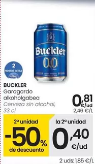 Oferta de Buckler - Cerveza Sin Alcohol por 0,81€ en Eroski