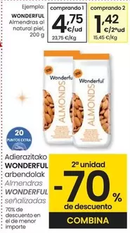 Oferta de Wonderful - Almendras Al Natural Piel por 4,75€ en Eroski