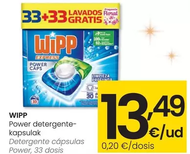 Oferta de Wipp - Detergente Capsulas Power por 13,49€ en Eroski