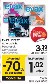 Oferta de Evax Liberty - Compresas Senalizadas por 3,39€ en Eroski