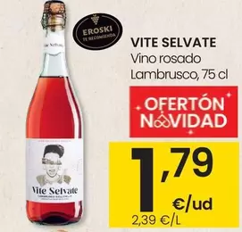 Oferta de Vite Selvate - Vino Rosado Lambrusco por 1,79€ en Eroski