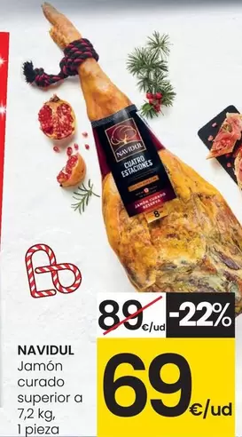 Oferta de Navidul - Jamon Curado Superior A por 69€ en Eroski