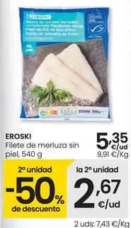 Oferta de Eroski - Filete De Merluza Sin Piel por 5,35€ en Eroski