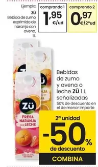 Oferta de Zu - Bebida De Zumo Exprimido De Naranja Con Avena por 1,95€ en Eroski