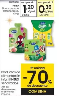 Oferta de Hero - Nanos Pouche Platano/Fresa por 1,2€ en Eroski