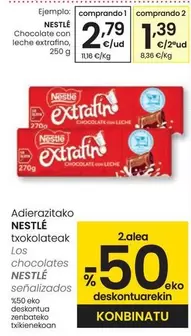 Oferta de Nestlé - Chocolate Con Leche Extrafino por 2,79€ en Eroski