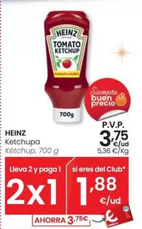 Oferta de Heinz - Ketchup por 3,75€ en Eroski