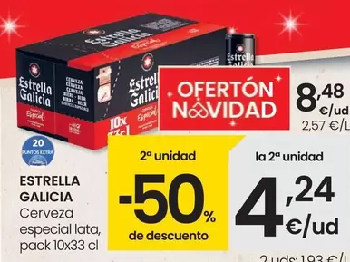 Oferta de Estrella Galicia - Cerveza Especial Lata por 8,48€ en Eroski