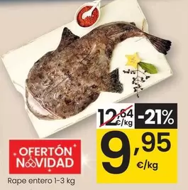 Oferta de Rape Entero 1-3 Kg por 9,95€ en Eroski