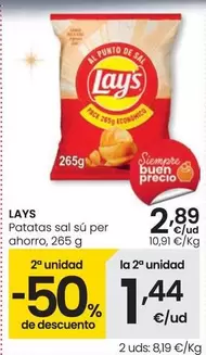 Oferta de Lay's - Patatas Sal Su Per Ahorro por 2,89€ en Eroski