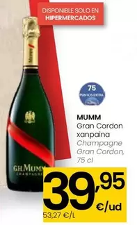 Oferta de Mumm - Champagne Gran Cordon por 39,95€ en Eroski