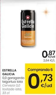 Oferta de Estrella Galicia - Cerveza 0,0 Tostada Lata por 0,87€ en Eroski