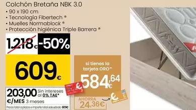 Oferta de Pikolin - Colchón Bretana NBK 3.0 por 609€ en Eroski