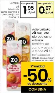 Oferta de Zu - Bebida De Zumo Exprimido De Naranja Con Avena por 1,95€ en Eroski