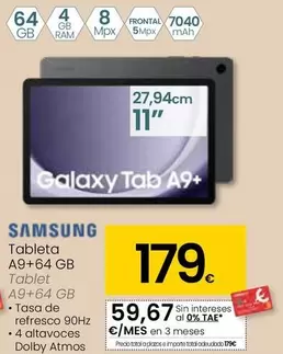 Oferta de Samsung - Tablet A9 + 64 GB por 179€ en Eroski