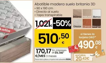 Oferta de Pikolin - Abatible Madera Suelo Britania 3D por 510,5€ en Eroski