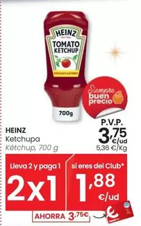 Oferta de Heinz - Ketchup por 3,75€ en Eroski