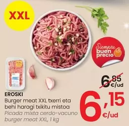 Oferta de Eroski - Picada Mixta Cerdo-Vacuno Burger Meat XXL por 6,15€ en Eroski