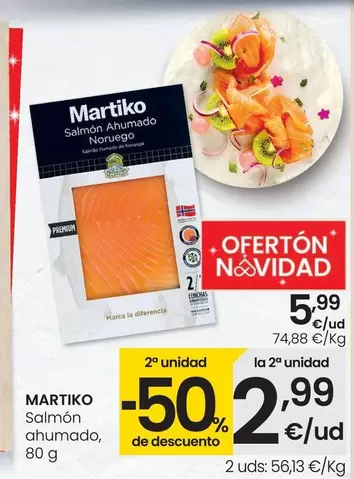 Oferta de Martiko - Salmon Ahumado por 5,99€ en Eroski