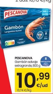 Oferta de Pescanova - Gambon Salvaje Extragrande por 10,99€ en Eroski