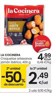 Oferta de La Cocinera - Croquetas Artesanas Jamon Iberico por 4,99€ en Eroski