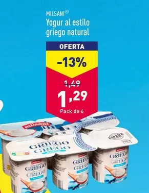 Oferta de Milsani - Yogur Al Estilo Griego Natural por 1,29€ en ALDI