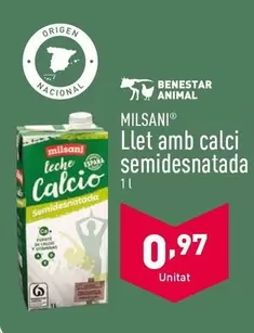 Oferta de Milsani - Llet Amb Calci Semidesnatada por 0,97€ en ALDI