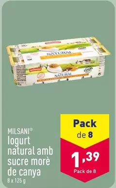 Oferta de Milsani - Yogur Natural Con Azucar Moreno De Cana por 1,39€ en ALDI