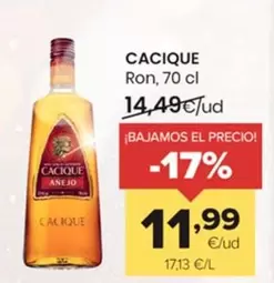 Oferta de Cacique - Ron por 11,99€ en Autoservicios Familia