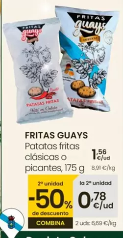 Oferta de Fritas Guays - Patatas Fritas Clasicas O Picantes por 1,56€ en Eroski