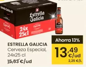 Oferta de Estrella Galicia - Cerveza Especial por 13,49€ en Eroski